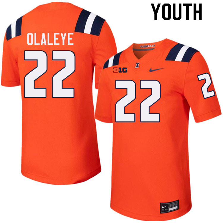 Youth #22 Petey Olaleye Illinois Fighting Illini College Football Jerseys Stitched-Orange